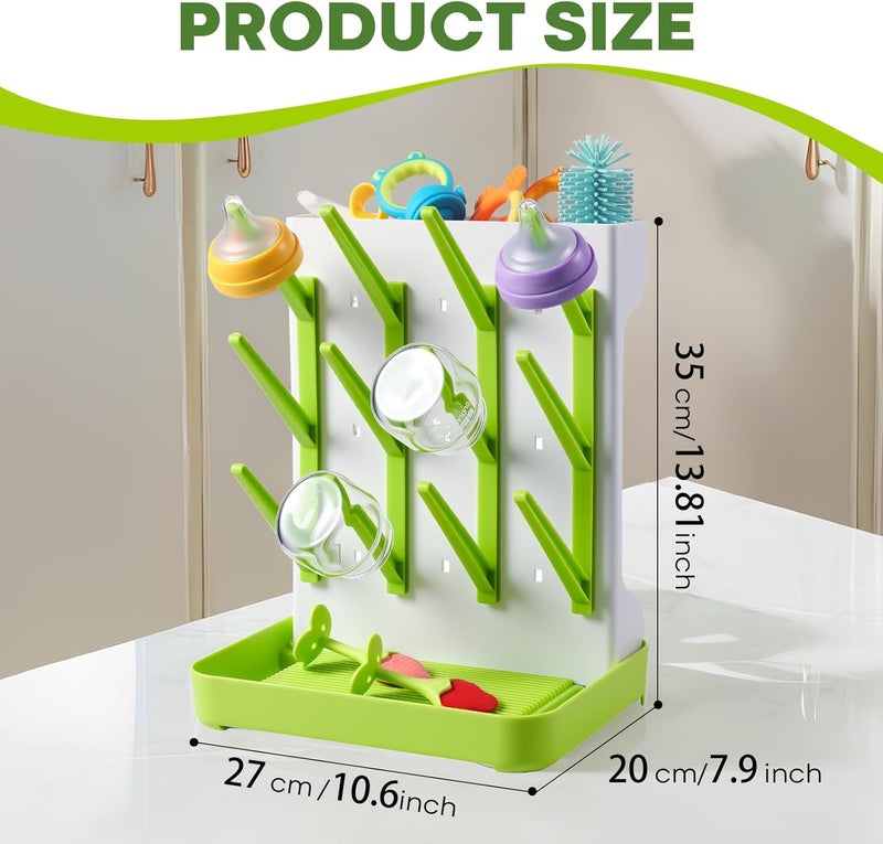 MeCids Baby Bottle Drying Rack, Vertical Standing Bottle Dryer Rack Holder, Space Saving Baby Bottle Drying Rack for Countertop - Holds Up to 12 Baby Bottles - Image 5